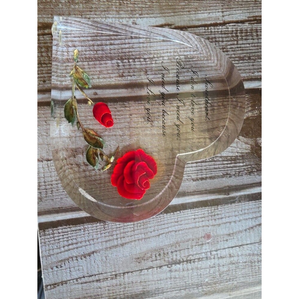 Vintage Clear Heart With Rose And Sentimental Saying For Significant Other - Picture 5 of 5